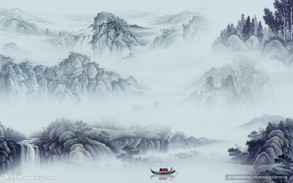 大气 中式沙发山水 Tif分层