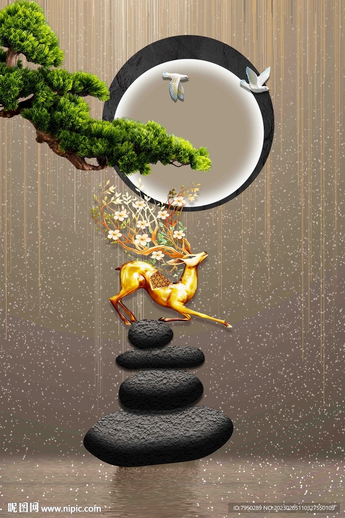 抽象时来运转风景玄关装饰画