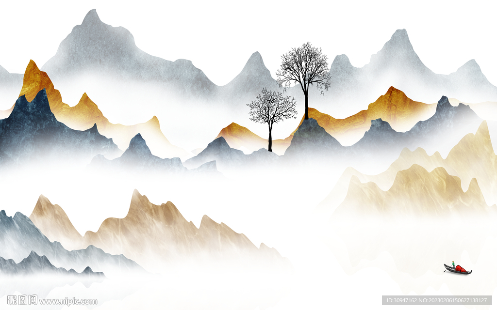 极简 客厅爆款山水 tIf分层