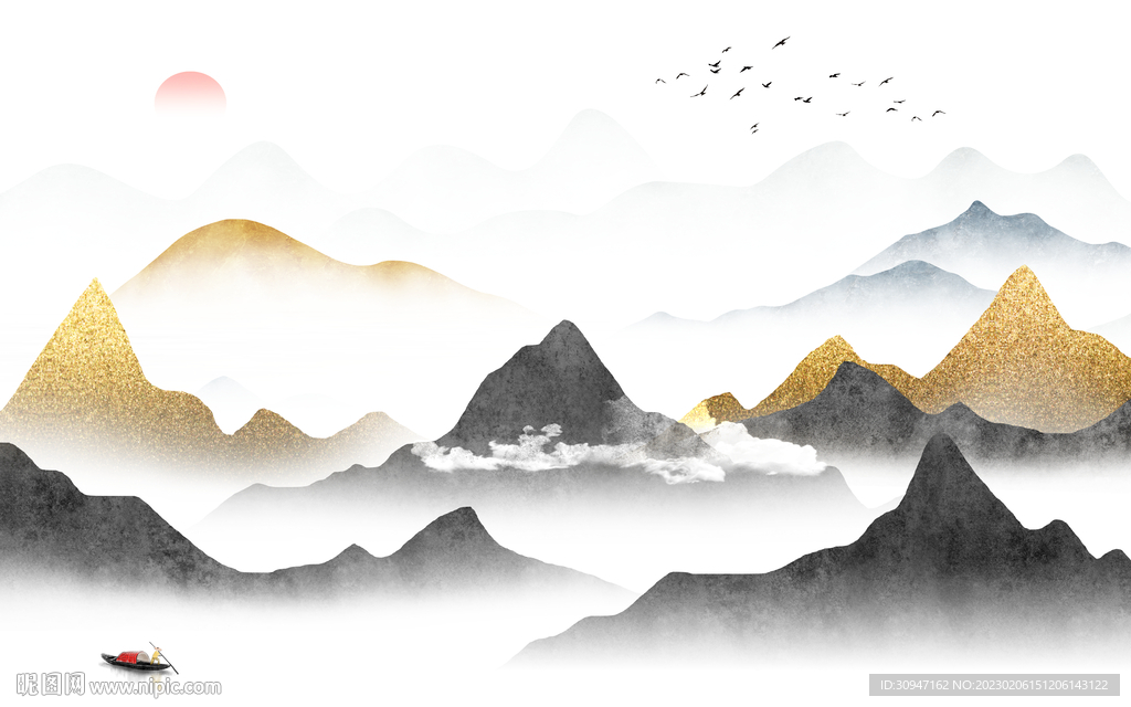 新款 客厅爆款山水 tIf分层