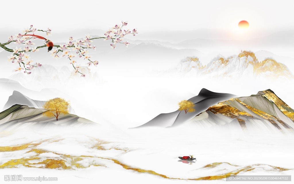 高档 客厅爆款山水 tIf分层