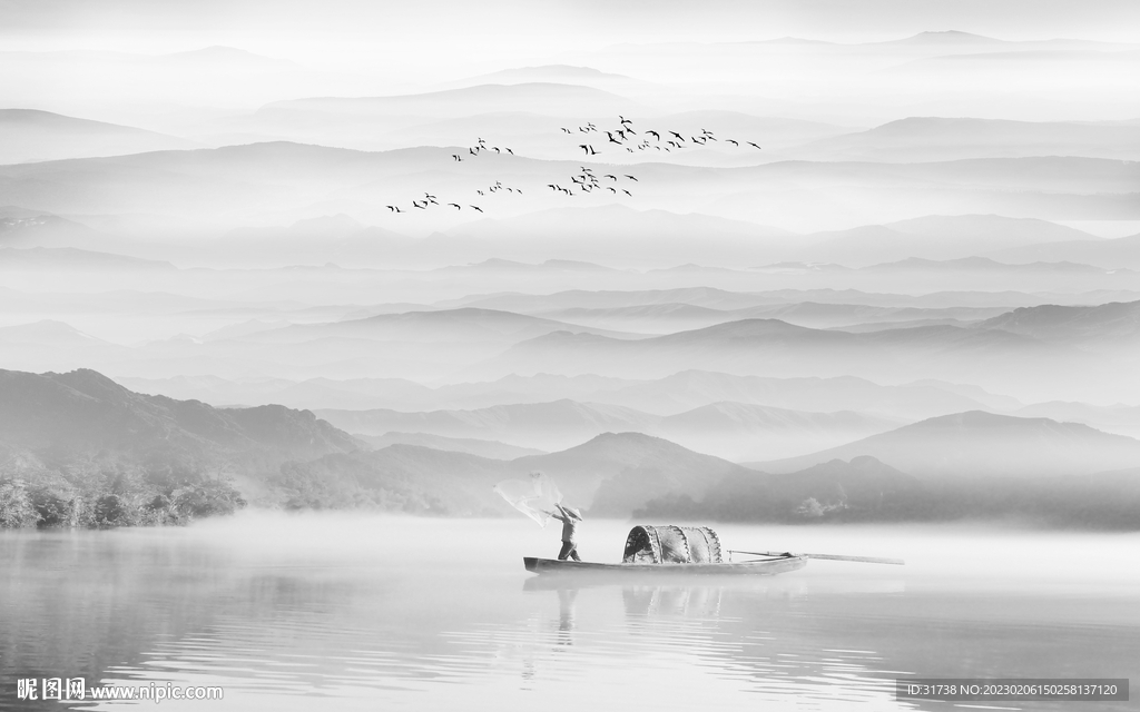 意境水墨山水画