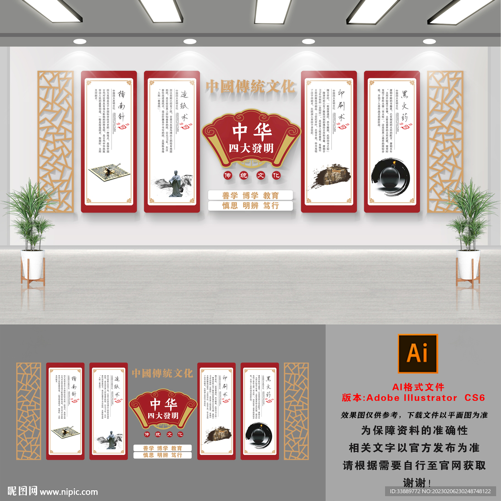 中式四大发明文化墙