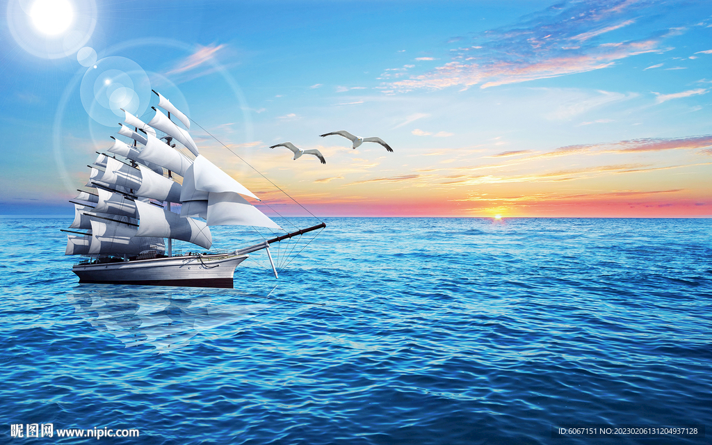 蓝天白云大海背景墙