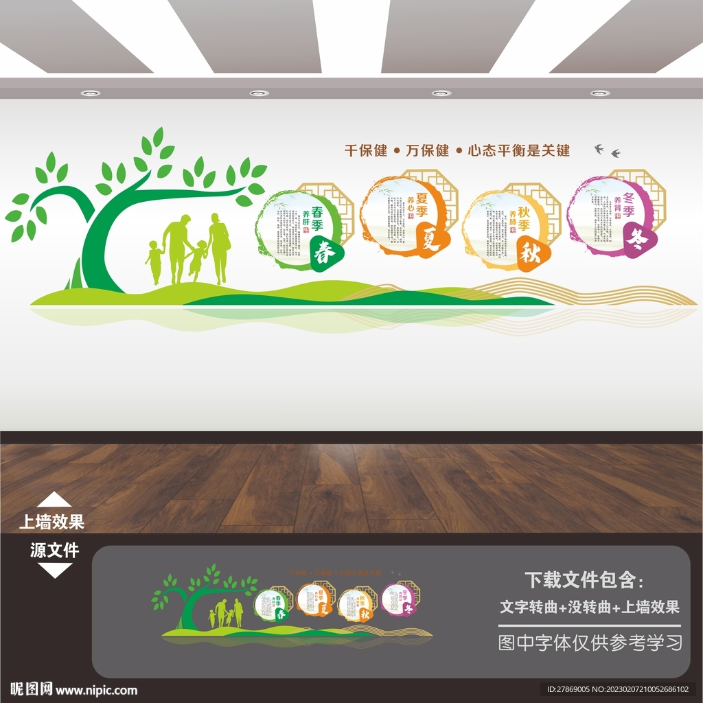 四季健康养生展板海报形象墙