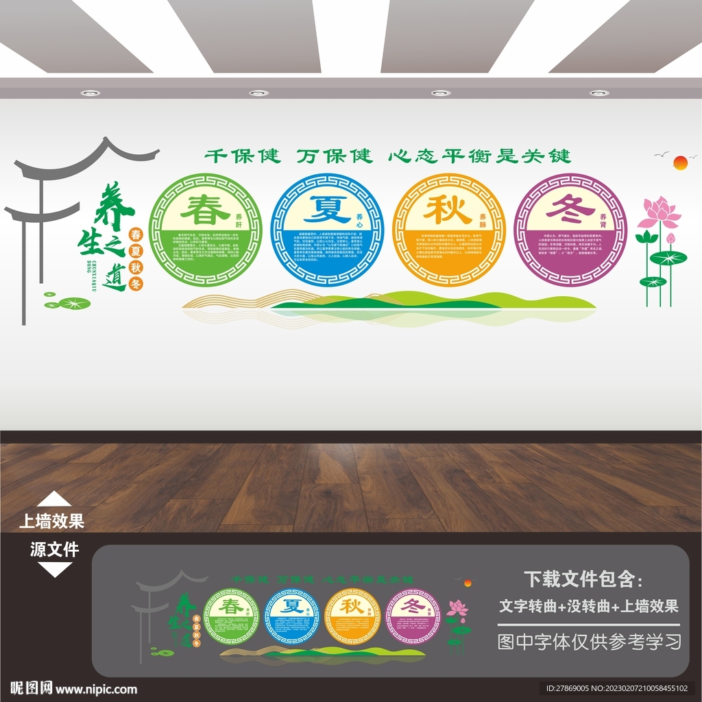 四季健康养生展板海报形象墙