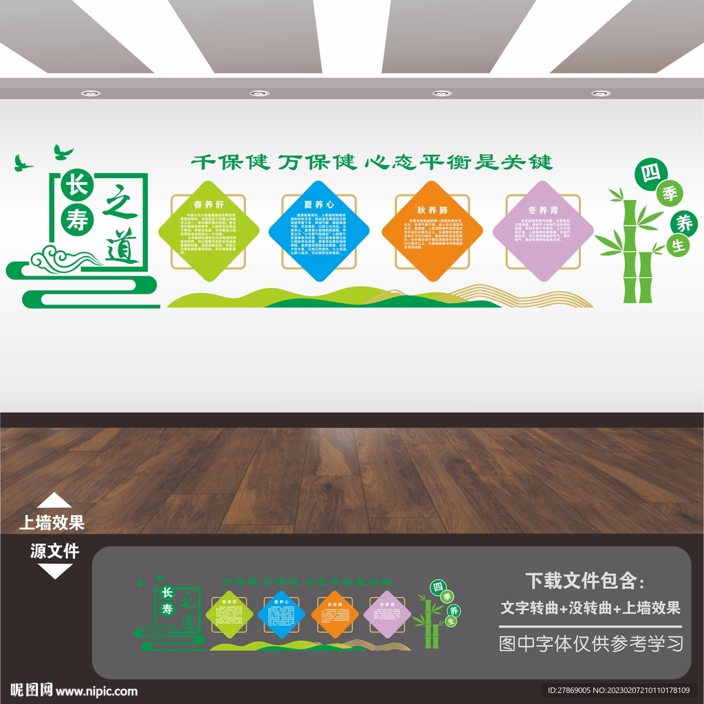 四季健康养生展板海报形象墙