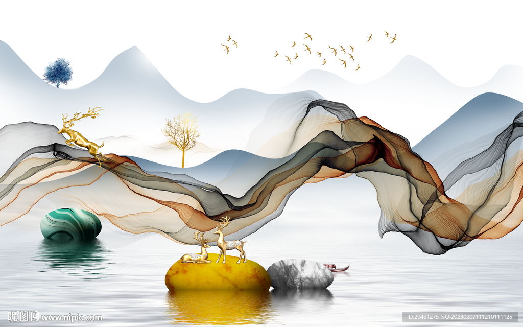 线条 高端大气山水 TiF分层