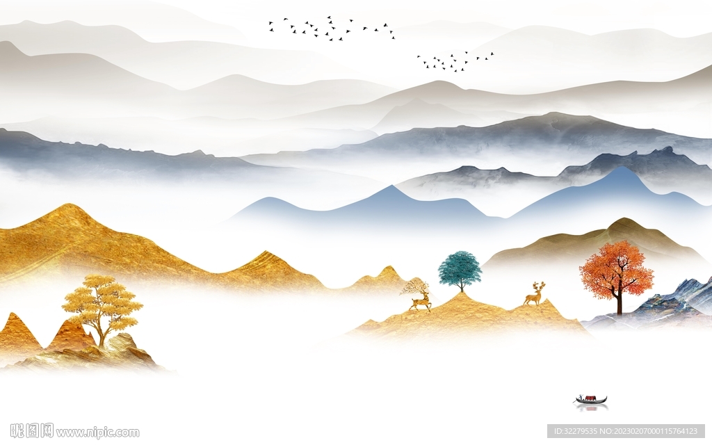 高端 山水新背景画 TiF分层