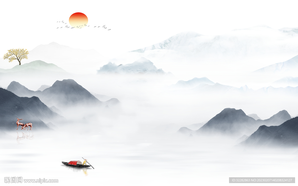 人气 背景新山水画 tIF分层