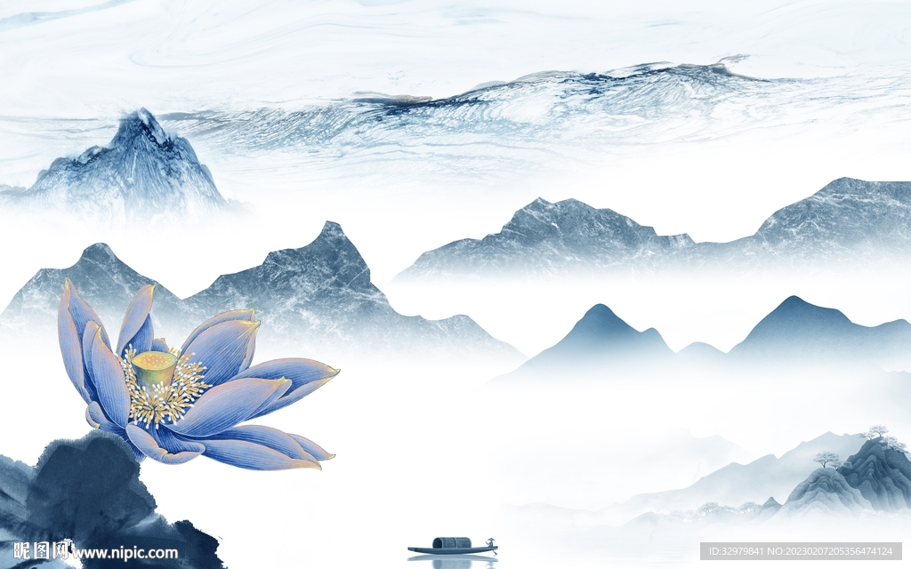 电视 爆款中式山水 tif分层