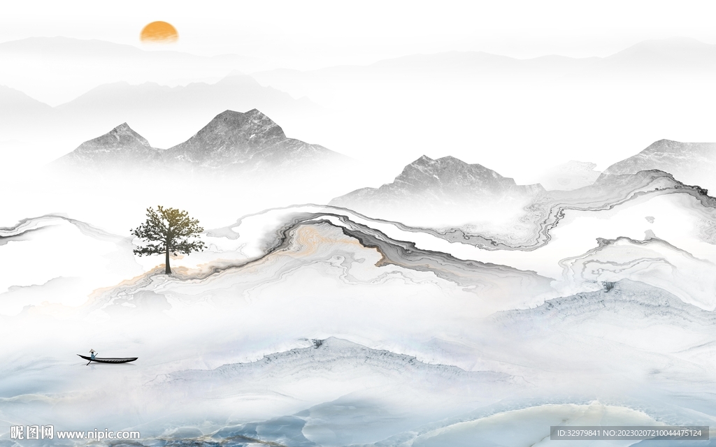 意境  爆款中式山水 tif分