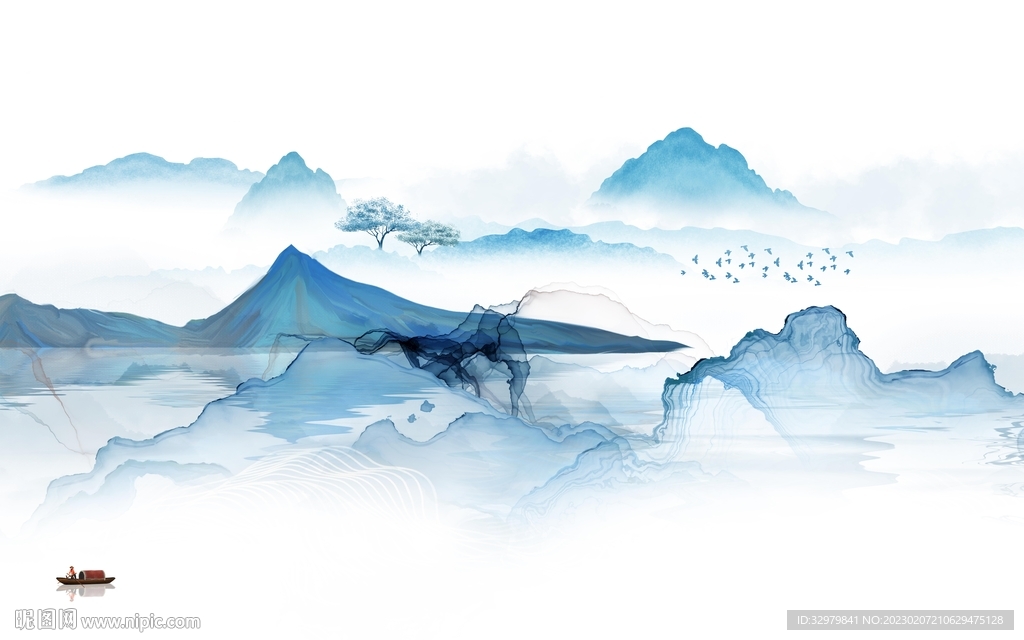 最新  爆款中式山水 tif分