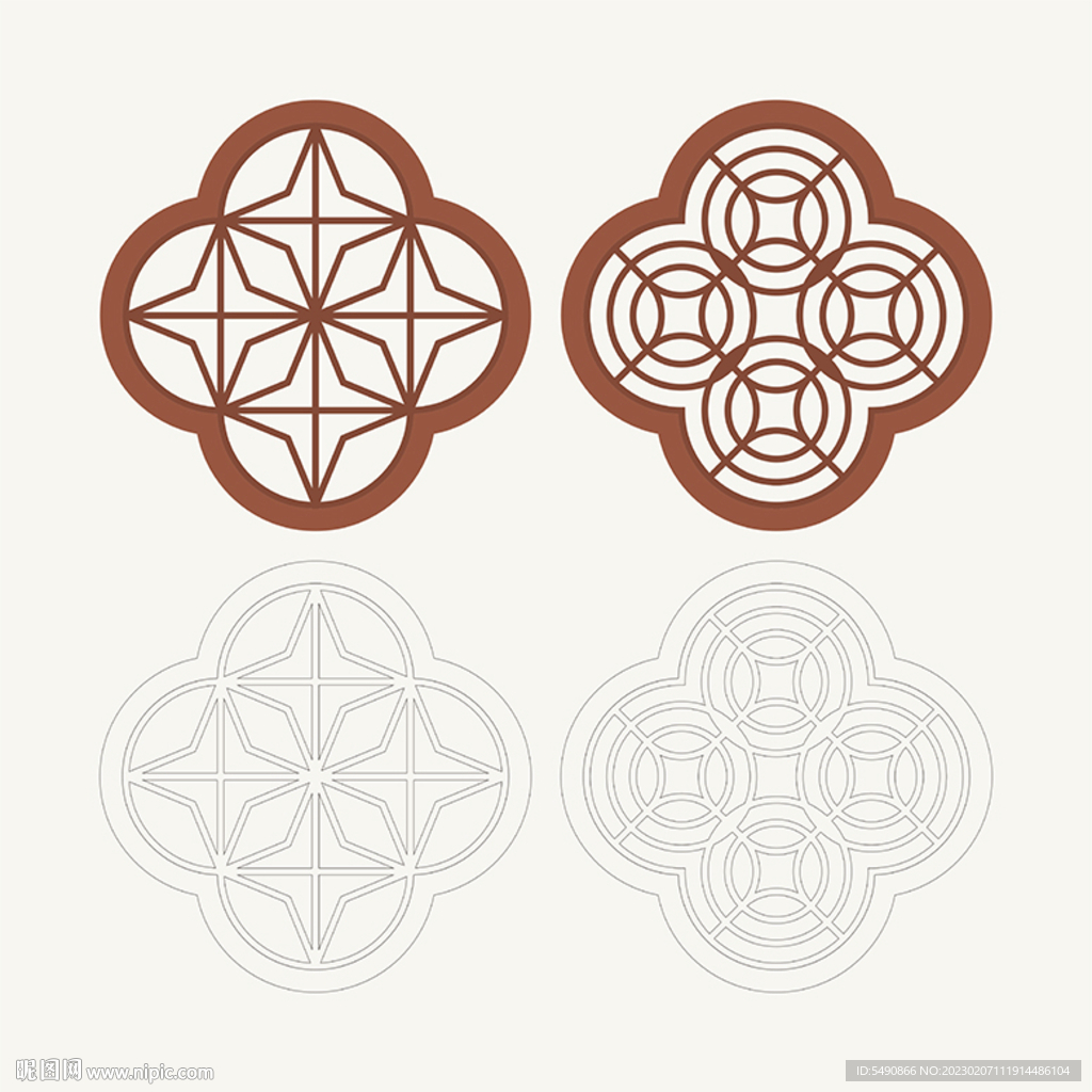 梅花形窗花格 花窗 中式图案