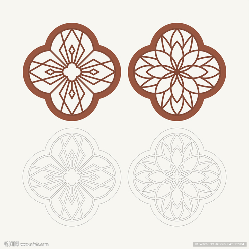 梅花形窗花格 花窗 中式图案