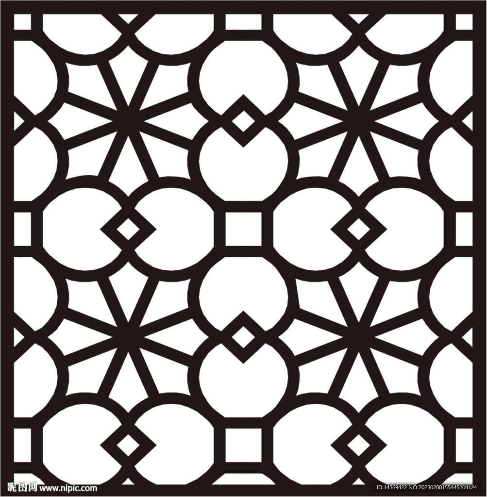 方形背景镂空花雕刻图案