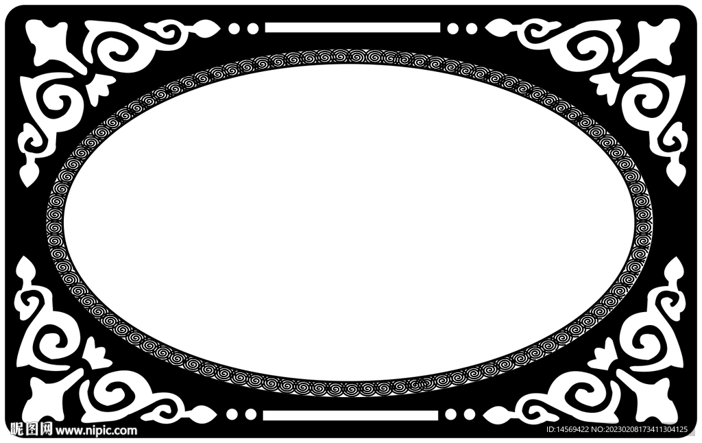 椭圆边框镂空花边花纹角花