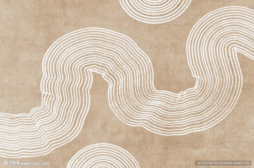 暖灰线条抽象图案地毯