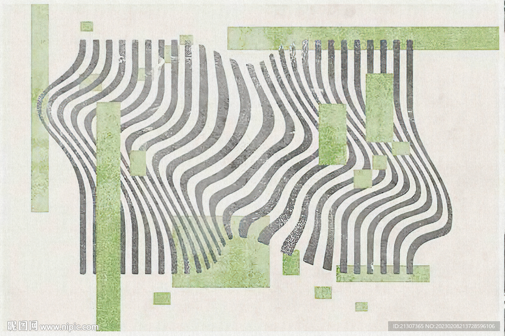 灰绿色抽象线条地毯