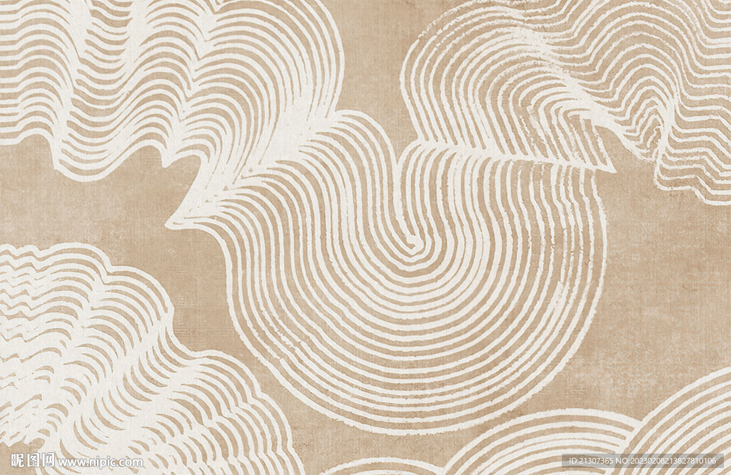 暖灰抽象线条地毯图案