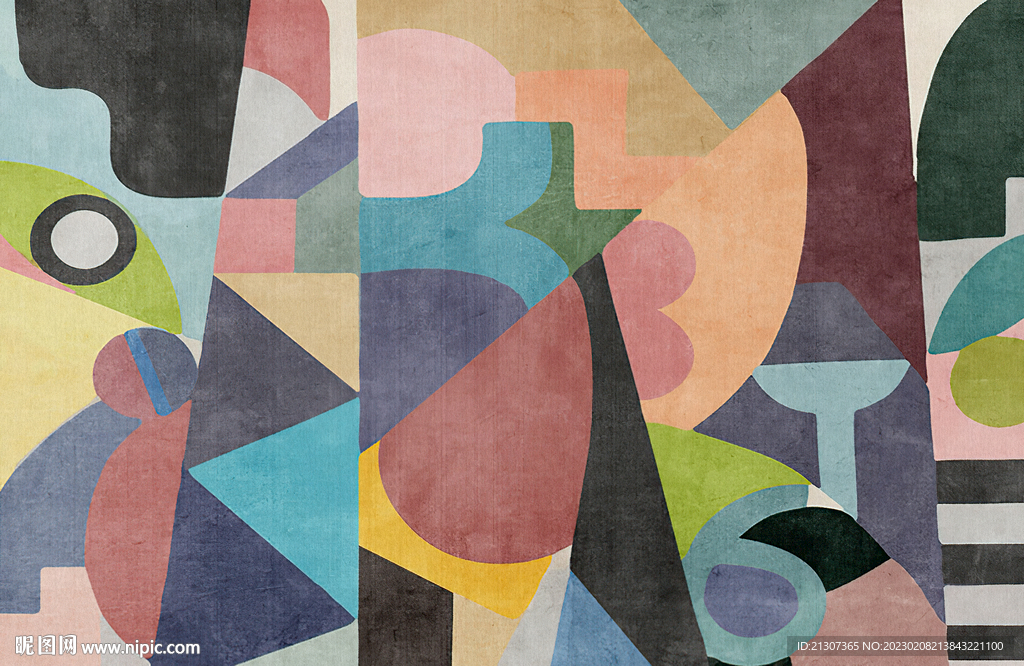 几何抽象色块地毯