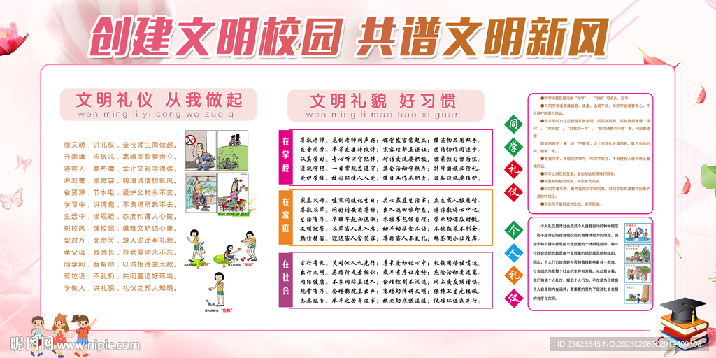 创建文明校园文化宣传栏展板