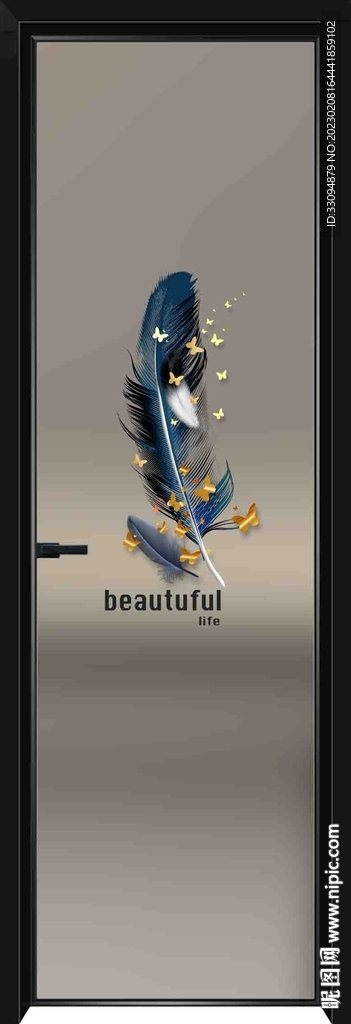 高清分层透明底平开门打印图