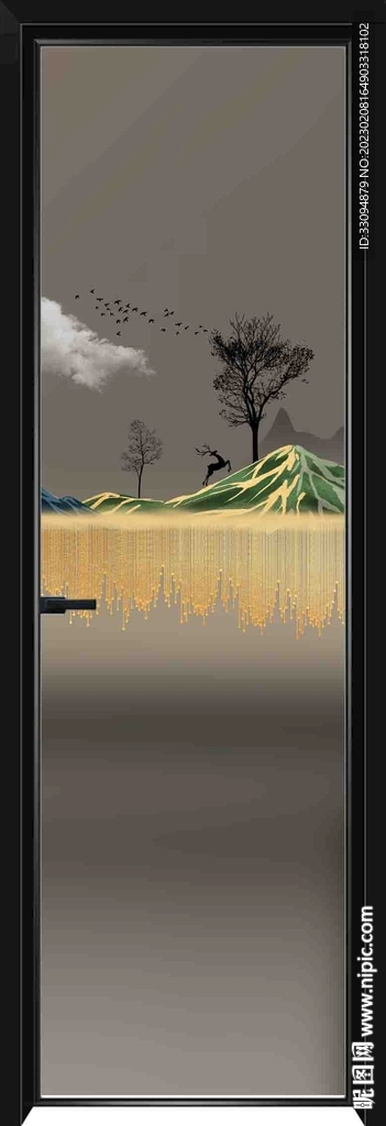 高清分层透明底平开门打印图