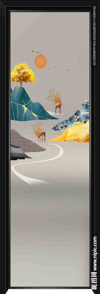 高清分层透明底平开门打印图