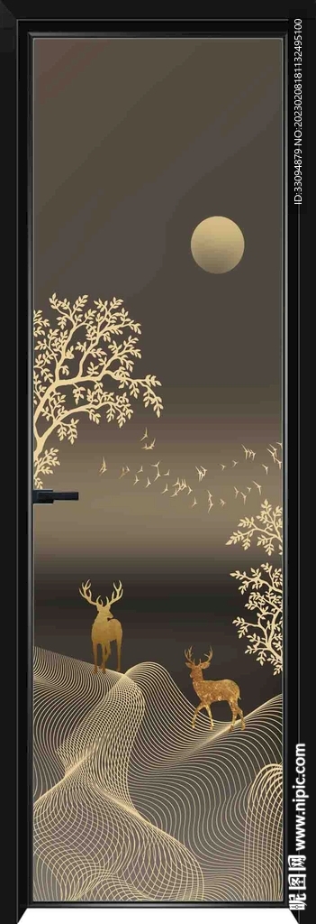 高清分层透明底平开门打印图