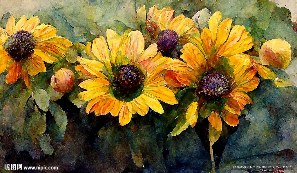 北欧风向日葵花卉挂画装饰画