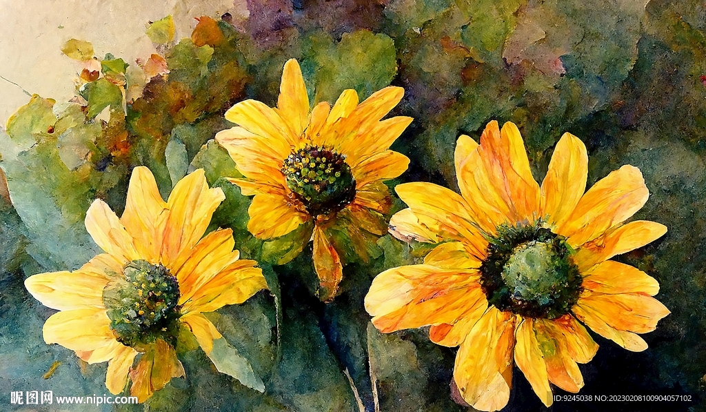 北欧风向日葵花卉挂画装饰画