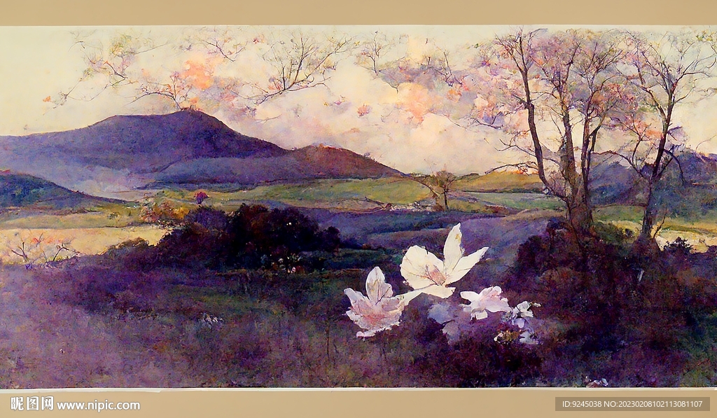 纯手绘薰衣草花海装饰画