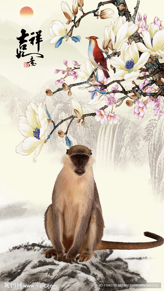 国画猴子