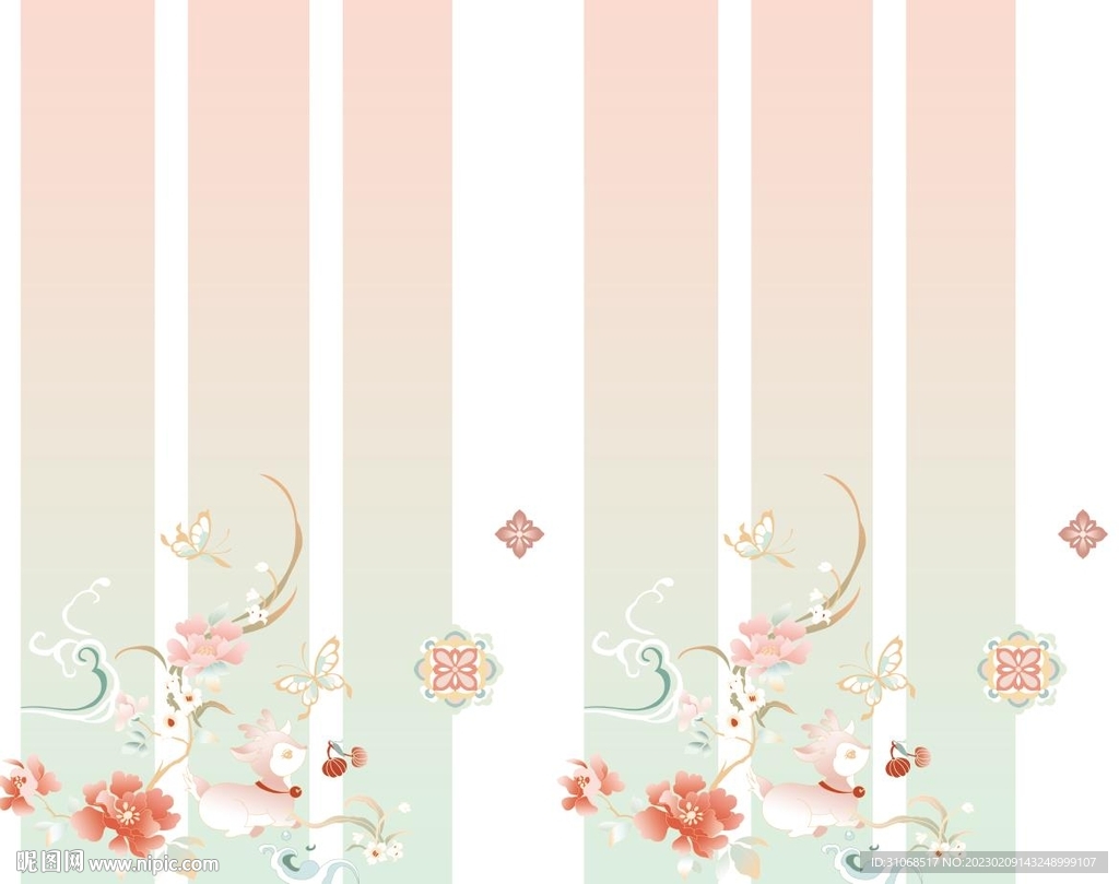 汉服渐变小鹿蝴蝶