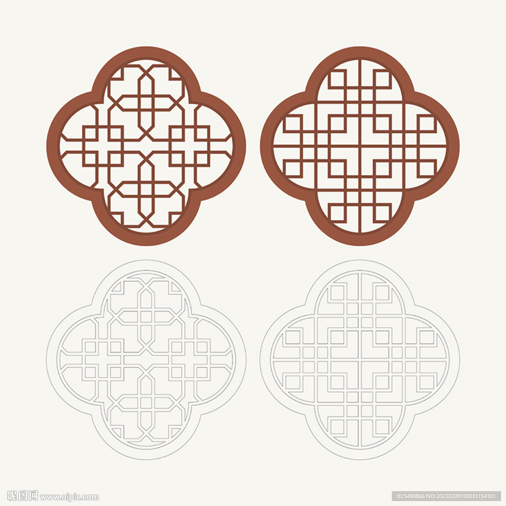 梅花形窗花格 花窗 中式图案