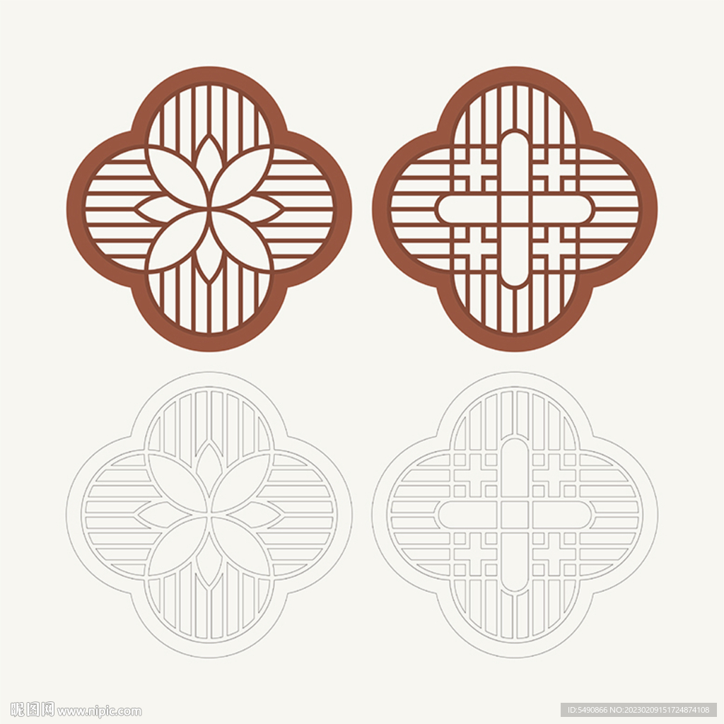 梅花形窗花格 花窗 中式图案