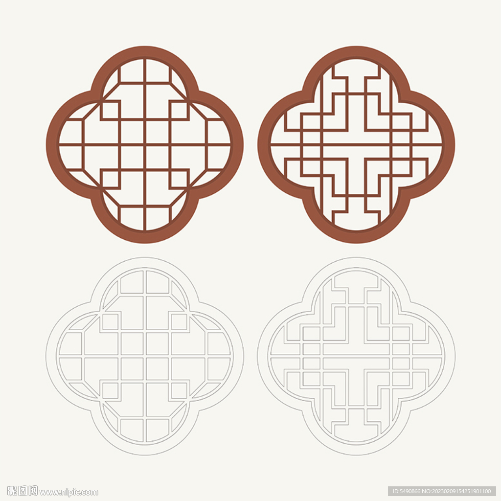 梅花形窗花格 花窗 中式图案