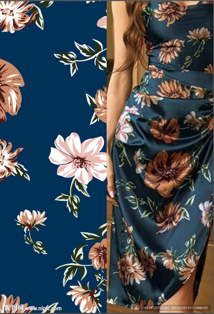 数码印花 手绘花