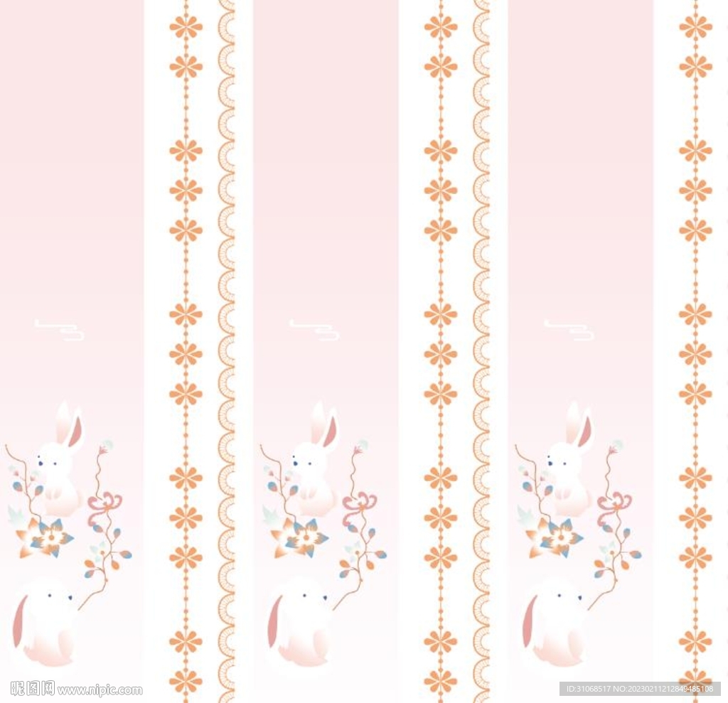 汉服橙色中国结花朵兔子