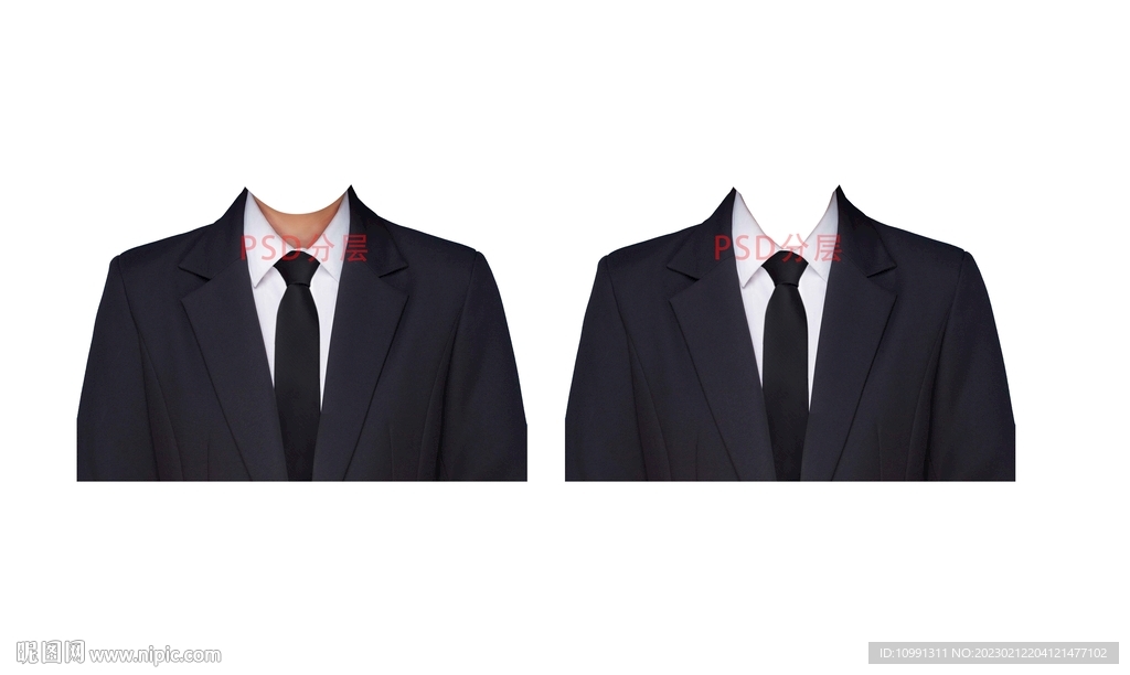 女人黑色领带西装psd