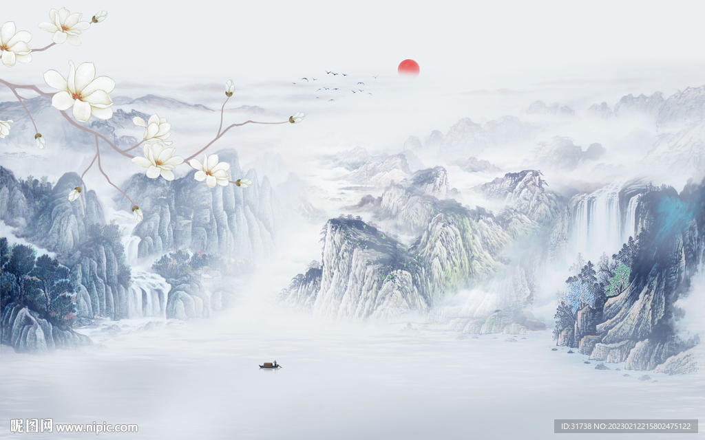 客厅 中式新山水画 TIf分层