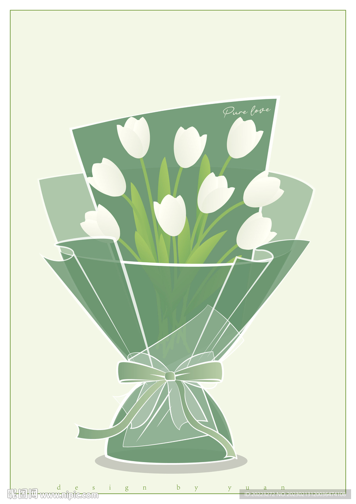 矢量白色郁金香花束