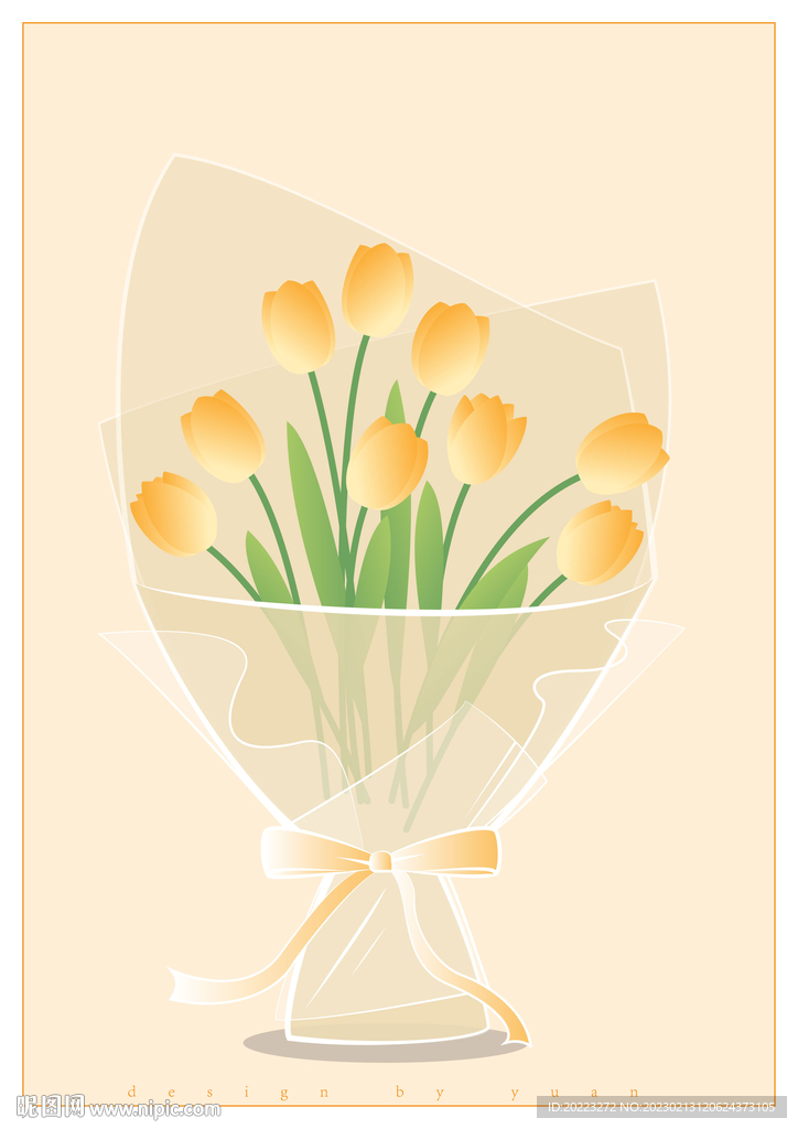 矢量黄色郁金香花束