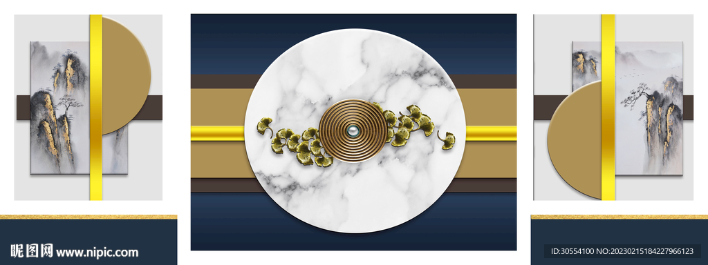 现代简约轻奢装饰画客厅三联画图