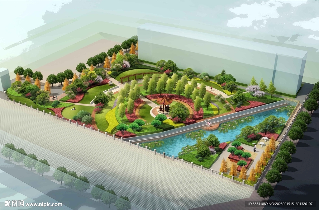 游园鸟瞰效果图