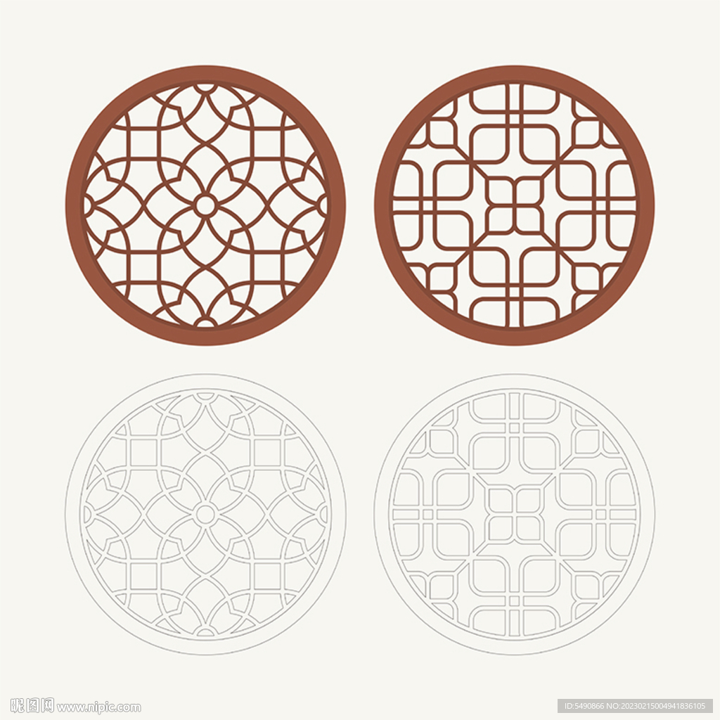 圆形窗花格 花窗 中式图案