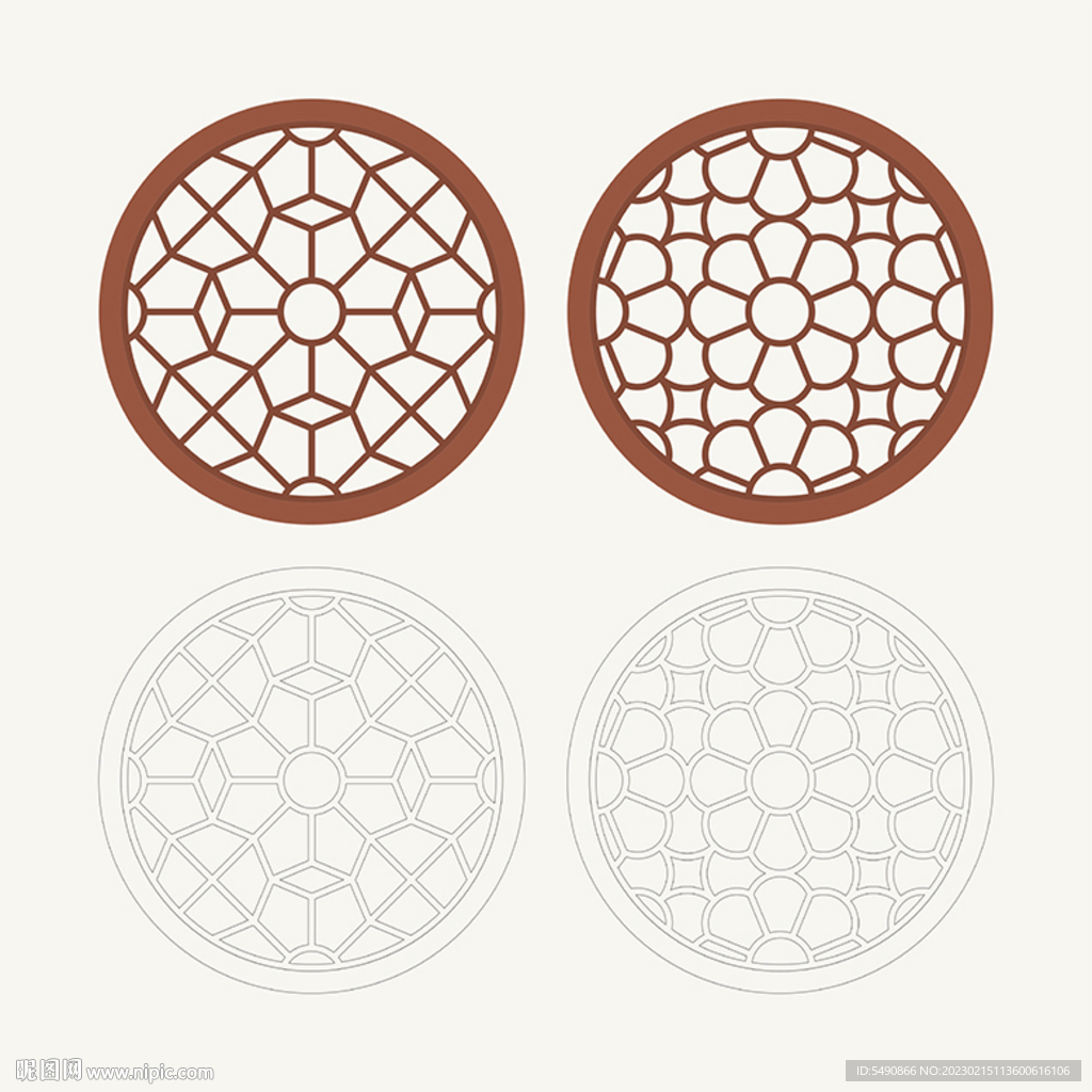 圆形窗花格 花窗 中式图案