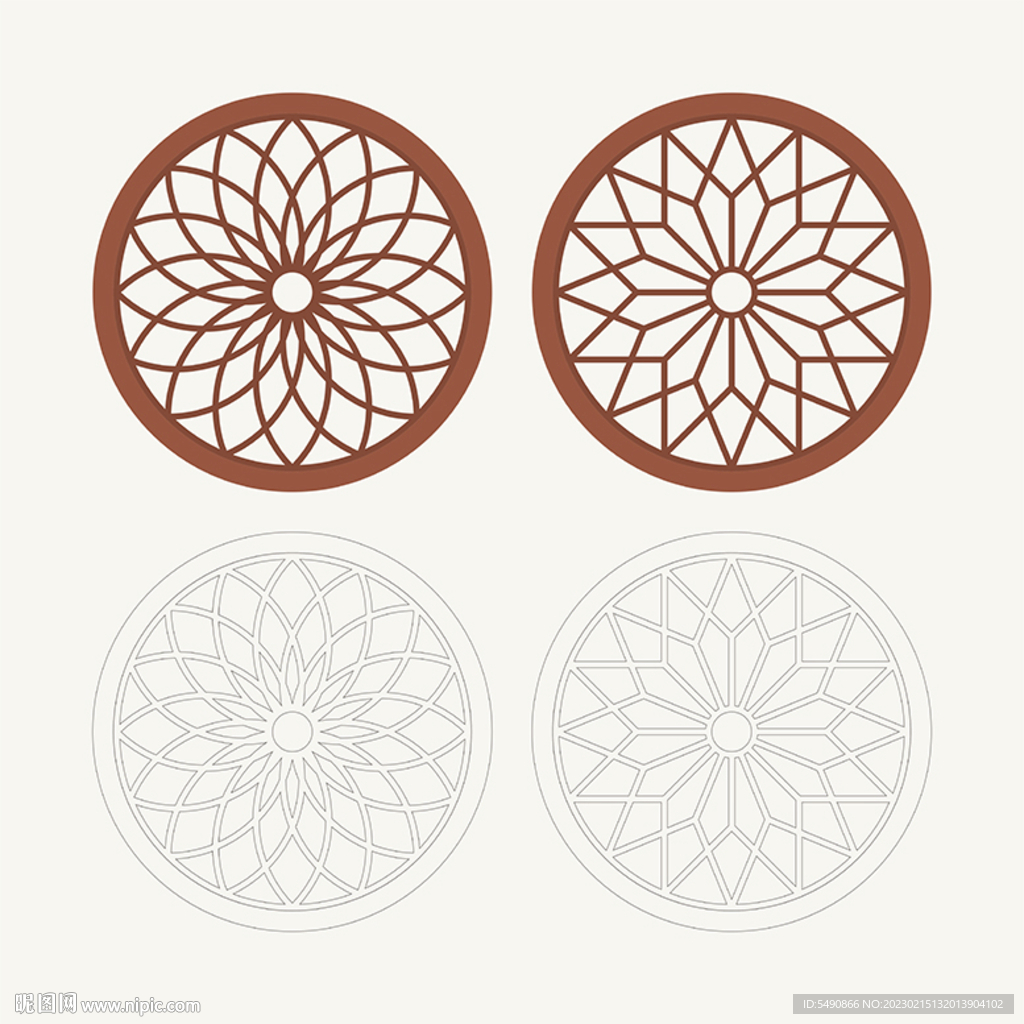 圆形窗花格 花窗 中式图案