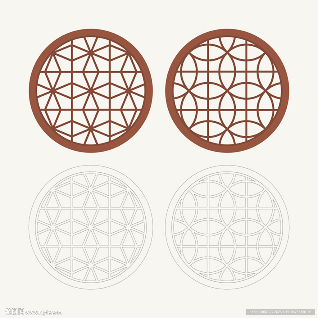 圆形窗花格 花窗 中式图案